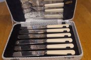 Sheffield silver Fish Cutlery Set W/ Faux Bone Handles