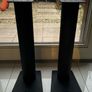 Attractive classic ballast fillable Apollo A24 steel speaker stands. In excellent rust-free condition. Featuring striking thick cylindrical column with a black textured finish. Rare in this condition. Image 3