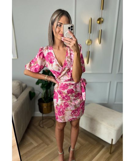 Dress With Pink Beige Flowers