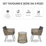 3 PCS Webbed Wicker Rattan Patio Furniture Conversation Bistro Set 2 Chairs 1 Coffee Table w/ Metal Legs for Garden, Backyard, Deck Image 8