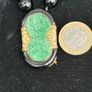 14k gold and curved jade with diamond necklace Image 4