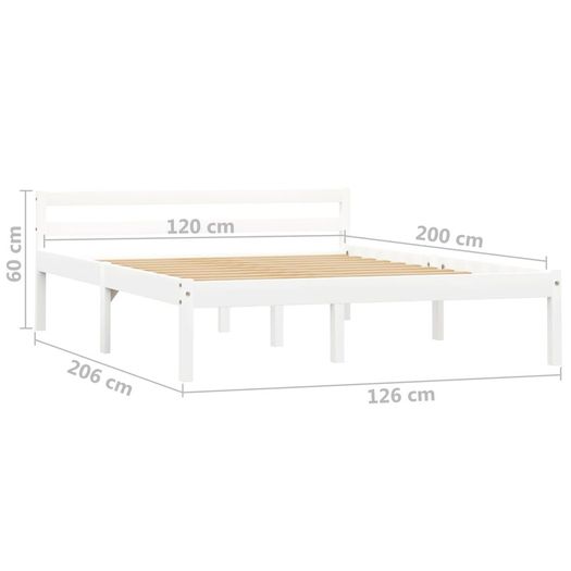 Bed Frame White Solid Pine Wood 120x200 cm