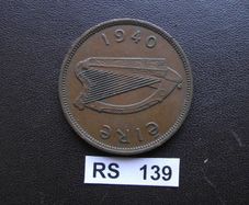 Irish Republic. One Penny (1940) Rare Year!