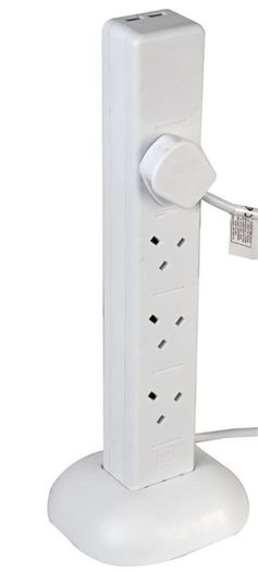extension lead 8 Way Tower Extension Lead, 5m, White -