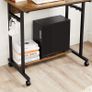 _Computer Desk with Wheels with Monitor Attachment 6 Hooks 80 x 50 x 90 cm Industrial Design Vintage Brown/Black Image 4