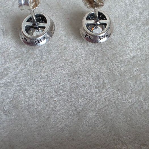 Pandora Silver and white crystal earrings very good condition