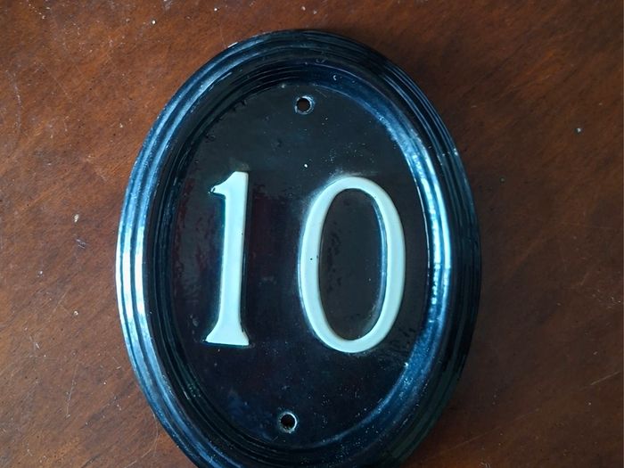 REDUCED Black oval ceramic numbe