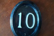REDUCED Black oval ceramic numbe