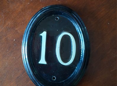 REDUCED Black oval ceramic numbe