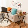 Side Table 2 Set, Folding Tables, TV Tray Table, Snack Table for Eating, Small Sofa End Laptop Drinks Coffee Table for Small Space, Living Room, Industrial, Metal Frame, Rustic Brown (FREE POSTAGE) Image 6