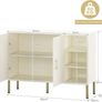 Sideboard with Curved Texture, Wooden Storage Cabinet with 2 Doors and 3 Tier Shelves, Cupboard, Buffet for Living Room, Kitchen, Hallway, Cream Colour, 110 X 35 X 82 cm Image 2