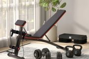 Foldable Weight Bench with Resistance Ropes, Adjustable Dumbbell Bench Sit Up Ab Bench for Multiuse Workout