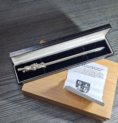 Irish Solid Silver Horse & Jockey Letter Opener