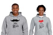 Mr Right Mrs Right Couple Hoodies (set)