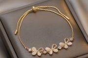 Butterfly Crystal Adjustable Gold Tone Bracelet