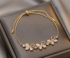 Butterfly Crystal Adjustable Gold Tone Bracelet