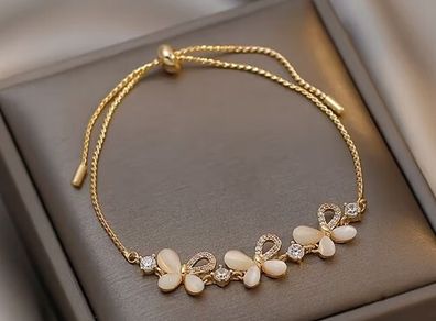 Butterfly Crystal Adjustable Gold Tone Bracelet