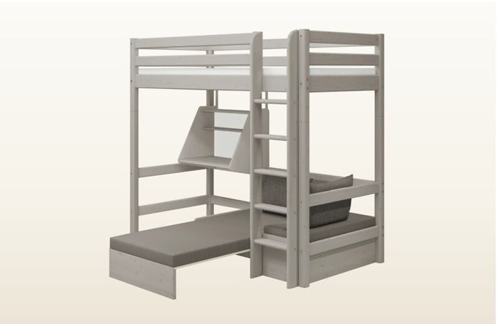 Flexa high bed with desk, sofa and ladder