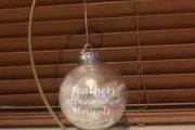 Memorial feathers Christmas glass bauble