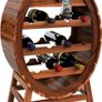 Wine Rack Barrel 12 Bottles Acacia Solid Wood Rustic 90 x 50 x 30 cm Standing Cellar Kitchen Living Room Bar Wine Barrel Bottle Rack Wine Stand Shelf Image 3