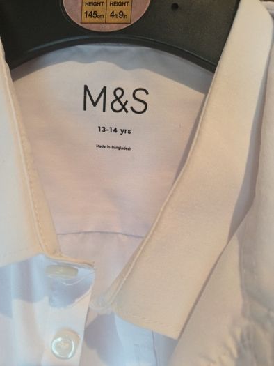 2 M&S boys age 13-14 short sleeve white shirts regular fit