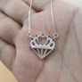 925 Sterling Silver Heart Crown Pendant Necklace with Blue & White CZ Stones Elegant Royal Design Image 2