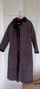 Chocolate Faux Fur Suede Long Coat