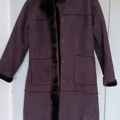 Chocolate Faux Fur Suede Long Coat