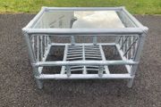 Cane bamboo coffee table glass top