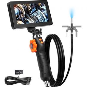 Articulating Borescope Camera with Light Two Way Articulated Endoscope Inspection Camera with 6 4mm Tiny Lens 5 inch IPS 1080P HD Screen 8xZoom, 8 LED Light Camera for Auto Plumbing 4.9 FT