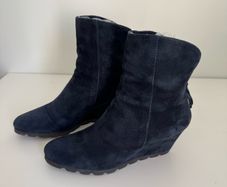 Navy Suade Carl Scarpa Wedge Boots