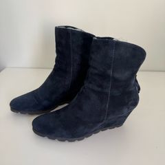 Navy Suade Carl Scarpa Wedge Boots