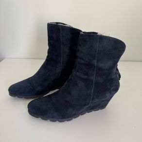 Navy Suade Carl Scarpa Wedge Boots