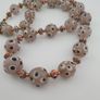 Antique Venetian Style Pinkish Skunk Eyes & Chevron Glass Beads Necklace Image 6