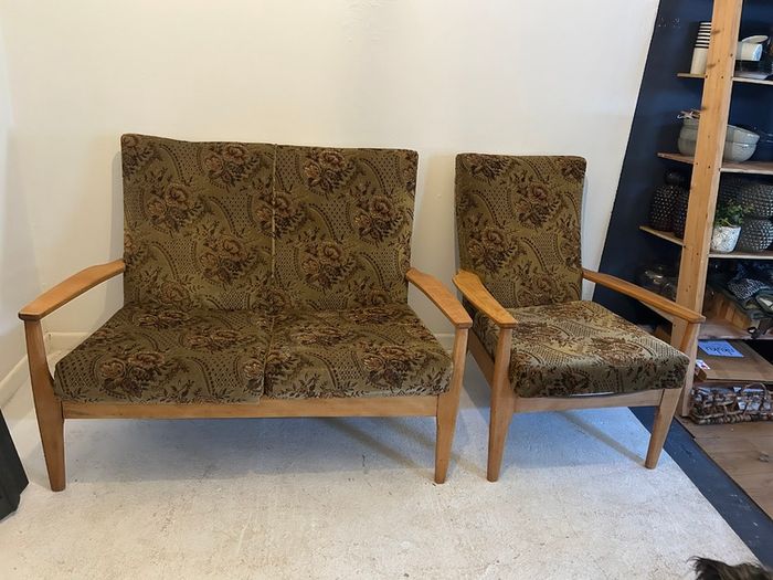 Vintage Parker Knoll Mid-Century Set (Sofa & High-Back Armchair)