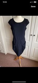 French label black deconstructed pocket dress 10-12