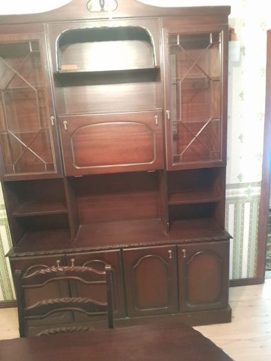 Mahogany tables / chairs / drinks cabinet