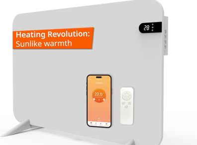 450 W Smart Dual Infrared Heater Wi-Fi App Control with Remote Control Including Towel Holder Feet and Mounting Material Colour: White