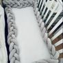 Grey velour cot bed braided bumper Image 2