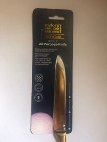 Knife satin gold 12 cm 5 "brand new