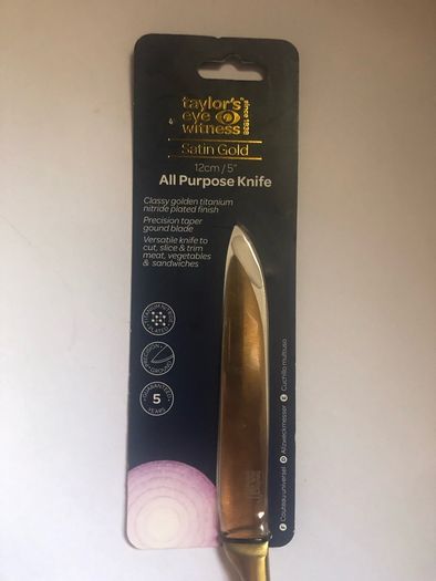 Knife satin gold 12 cm 5 "brand new