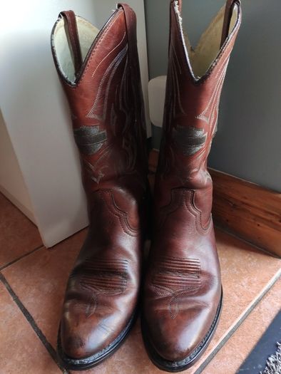 RARE Vintage Harley-Davidson Brown Leather Cowboy Boots Men's Size UK 10