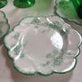 12 Pieces - Vintage Luminarc Alsace Mid Century Wine Glasses with Emerald Green Stem, Galbiati Milano Tumblers and Vintage Art Deco Royal Grafton Side Plates Image 4
