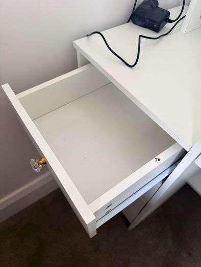 Dressing Table with LED Mirror and Adjustable Lights, 90cm White Vanity Desk