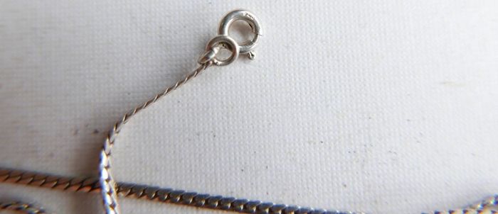 Vintage Sterling Silver 925 Mod Design Blue Purple Drop Pendant Necklace 24" - 13,34g