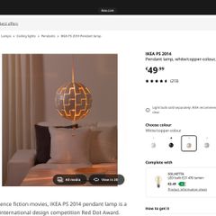 Ikea Ps 2014 Pendant Light, White/copper Colour. No Longer Available In Ireland