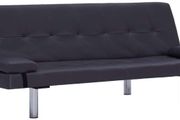 _Sofa Bed with 2 Cushions Couch Sofa Bed Guest Bed Sofa Bed Folding Sofa Bed Sofa Bed Sofa Set Couch Set Brown Faux Leather