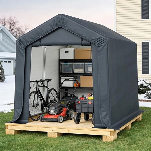 3m x 2m x 1.8m Portable Storage Tent Shed, Heavy-Duty Outdoor Shelter with Waterproof Cover and Roll-Up Zipper Door, Outdoor Garden Storage Tent for Motorcycles, Bikes and Boats