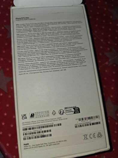 Empty box for iPhone 15 Pro Max