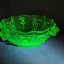 Vintage Stolzle Art Deco Green Glass Bowl 22cm Uranium glass Image 9
